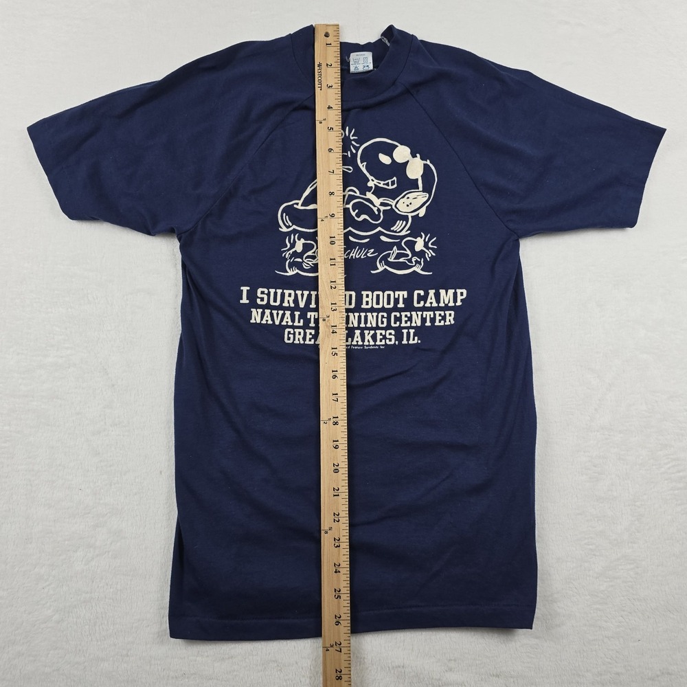 Snoopy US Navy I Survived Boot Camp Shirt Blue Men's Size Medium Peanuts Vintage - Picture 6 of 7